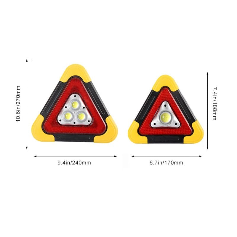 2-i-1 LED advarselstrekant med solenergi