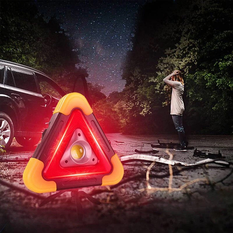 2-i-1 LED advarselstrekant med solenergi