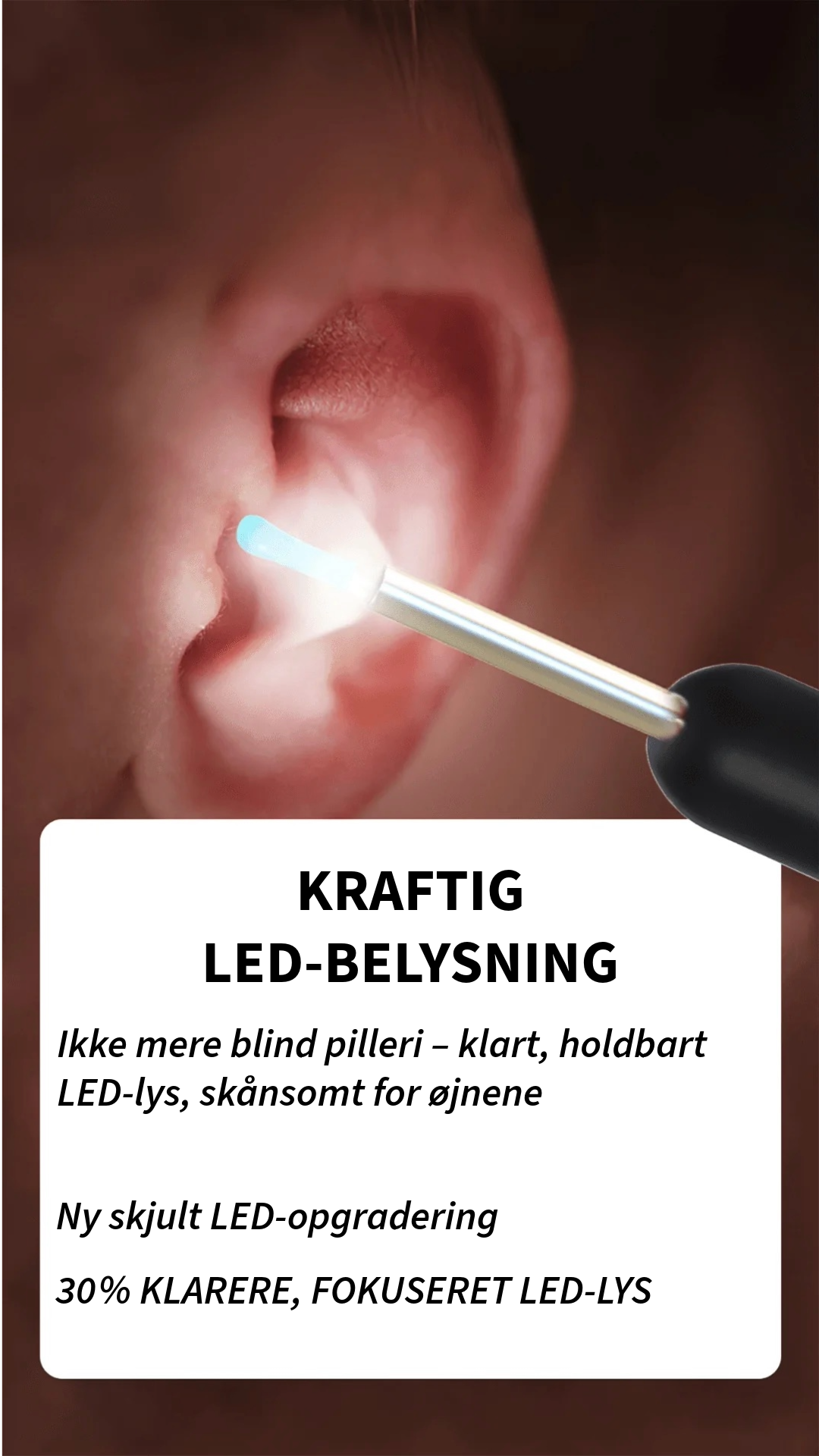 Professionel ørevoksfjerner med kamera