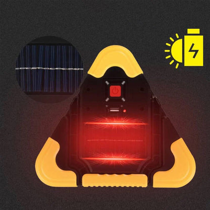 2-i-1 LED advarselstrekant med solenergi