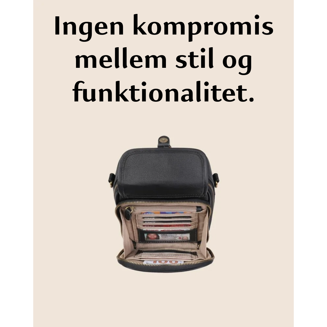 Multifunktionel lædertaske
